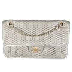 Chanel Light Gold Metallic Perforated Calfskin Small Up In The Air Flap