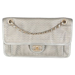 Chanel Light Gold Metallic Perforated Calfskin Small Up In The Air Flap