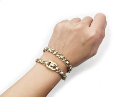 Chanel Light Gold Mini Turnlock Gold Leather Chain Choker