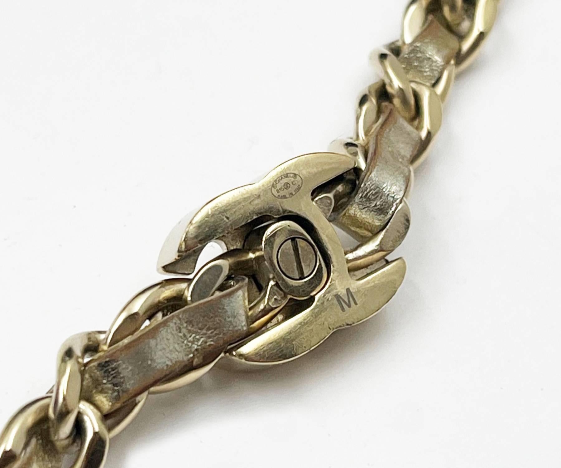Artisan Chanel Light Gold Mini Turnlock Gold Leather Chain Choker