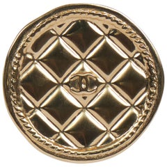 Chanel Light Gold Quilted Logo Pin
