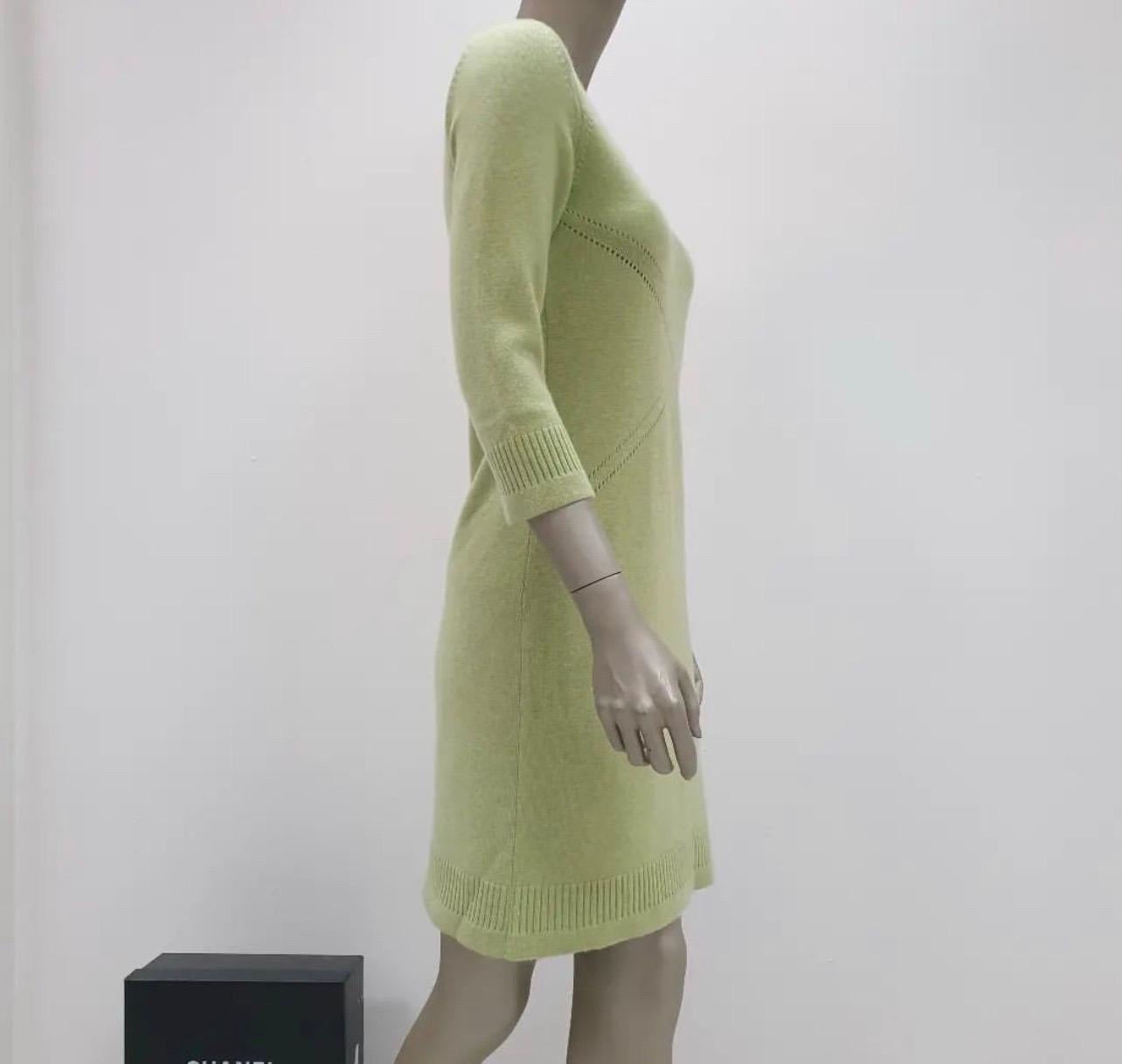 Brown Chanel Light Green Cashmere Viscose Mini Short Casual Dress For Sale