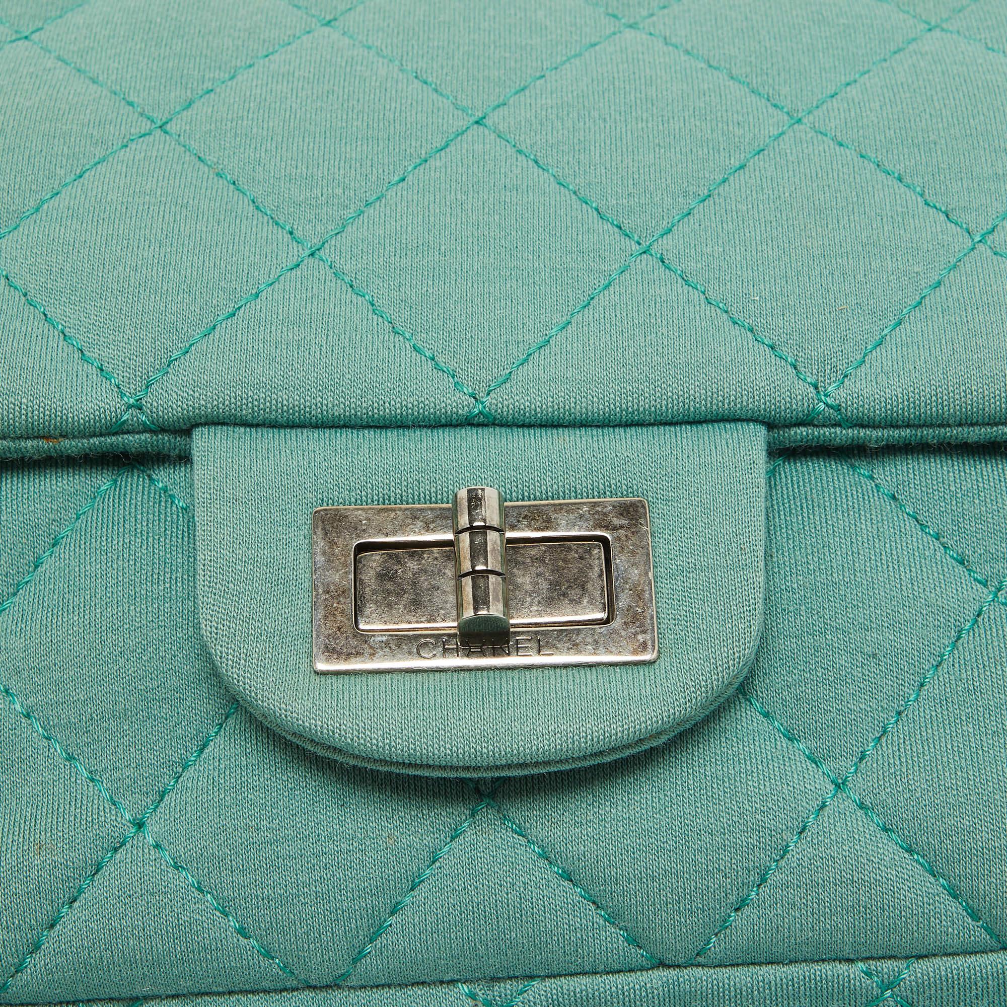 Chanel Light Green Jersey Classic 227 Reissue 2.55 Flap Bag For Sale 1