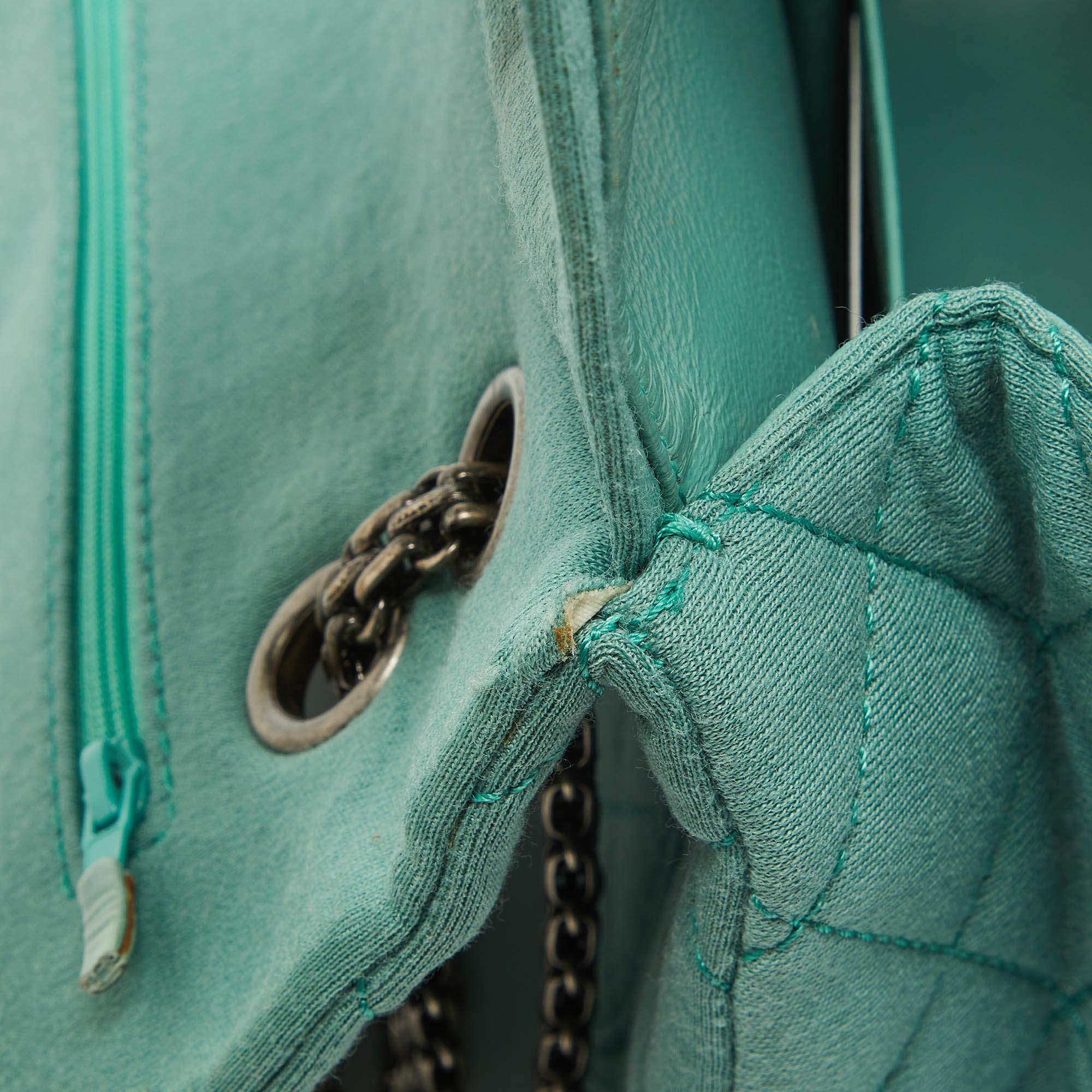Chanel Light Green Jersey Classic 227 Reissue 2.55 Flap Bag For Sale 2