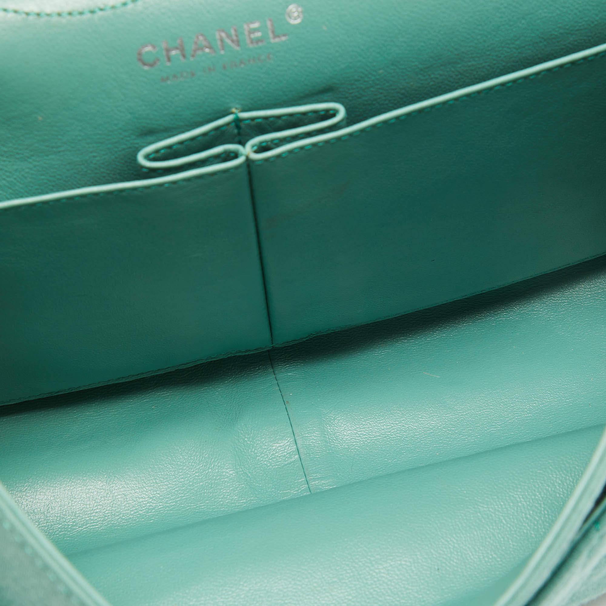 Chanel Light Green Jersey Classic 227 Reissue 2.55 Flap Bag For Sale 4