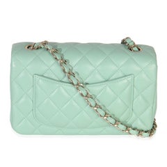 Chanel Light Green Quilted Lambskin Mini Rectangular Flap Bag