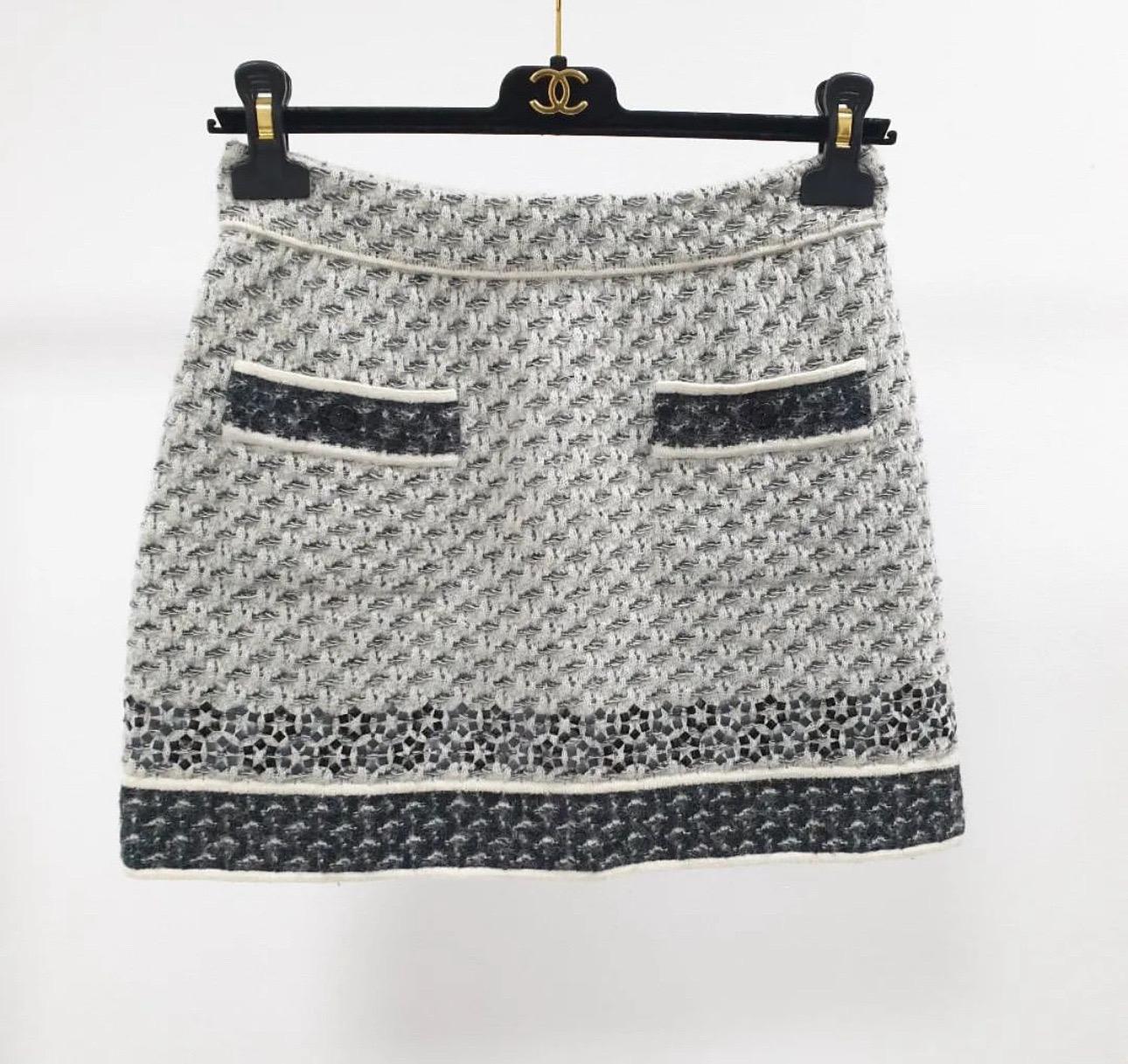 Women's Chanel Light Grey Cashmere Jacket and Mini Skirt Set