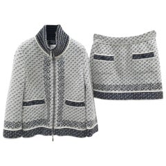 Chanel Light Grey Cashmere Jacket and Mini Skirt Set