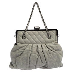Chanel Light Grey Iridescent Quilted Leather Chic Frame Bag