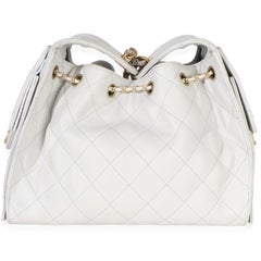 Chanel Light Grey Quilted Caviar Small Chanel 25 Hobo