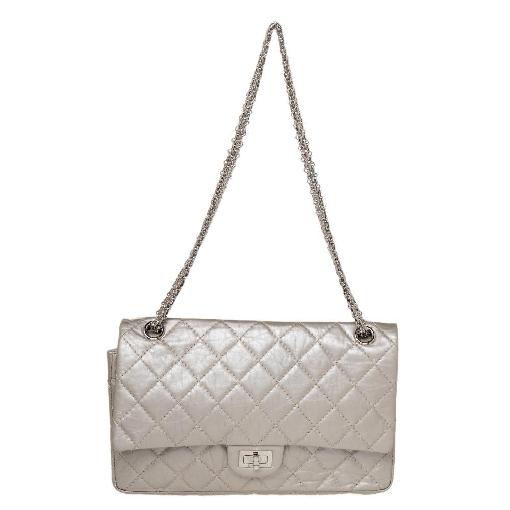 Chanel Light Grey Quilted Leather Reissue 2.55 Classic 226 Flap Bag at  1stDibs
