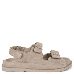 Chanel camoscio grigio chiaro 22P DAD SLIDE Sandali Scarpe 38