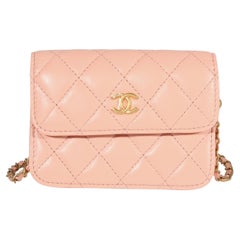 Chanel Light Orange Quilted Lambskin Pearl Crush Clutch