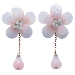 Chanel Light Pink 1998 Flower Earrings