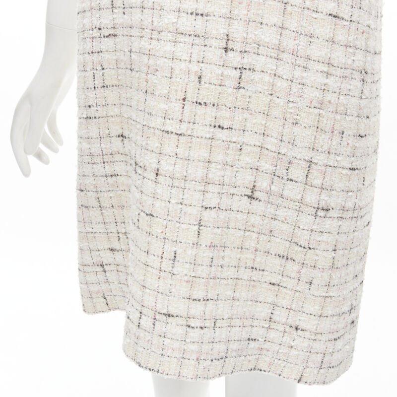 CHANEL light pink beige black check tweed short sleeve sheath dress FR38 M 3