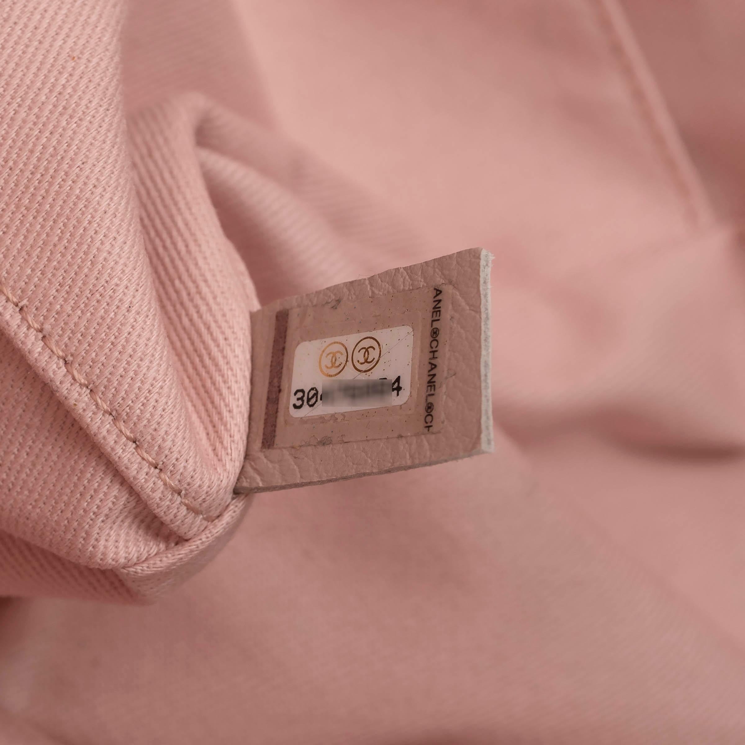 CHANEL light pink canvas 2020 20P DEAUVILLE MEDIUM Tote Bag 3