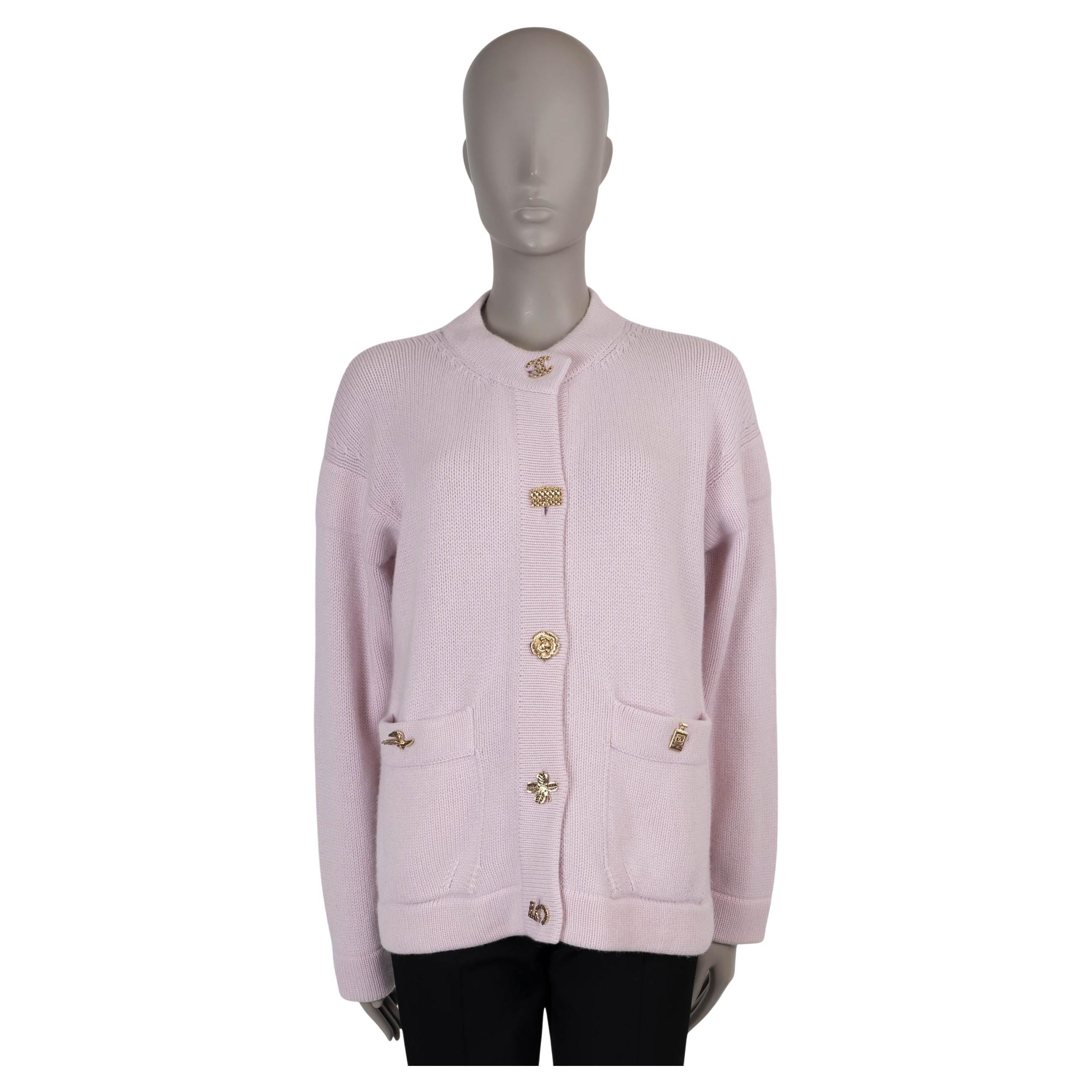 Chanel rosa chiaro in cashmere 22B INCON BUTTON OVERSIZED KNIT Jacket 34 M.