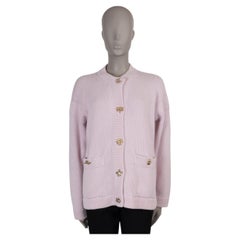 CHANEL light pink cashmere 22B INCON BUTTON OVERSIZED KNIT Jacket 34 M