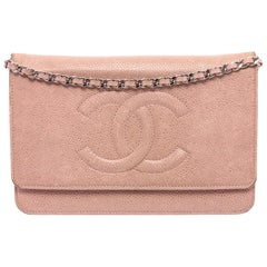 Chanel Light Pink Caviar Leather Wallet On Chain WOC Bag