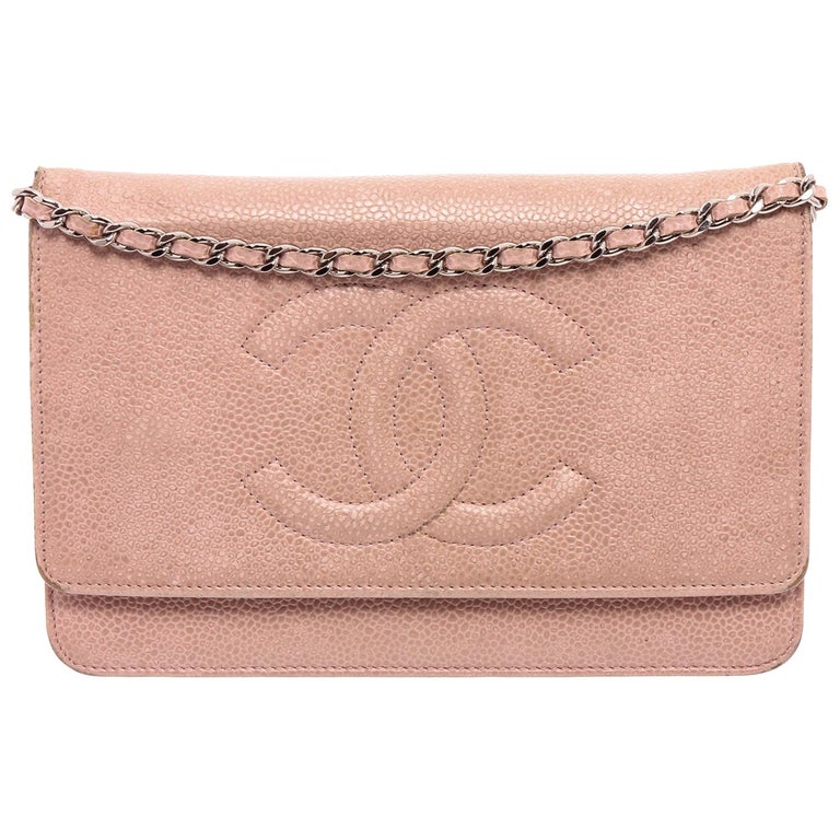 Chanel Light Pink Caviar Leather Wallet On Chain WOC Bag at 1stDibs