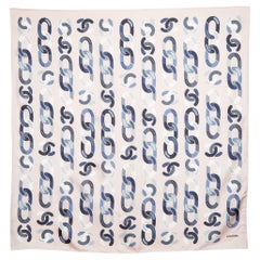 Chanel Light Pink CC Chain Print Silk Square Scarf