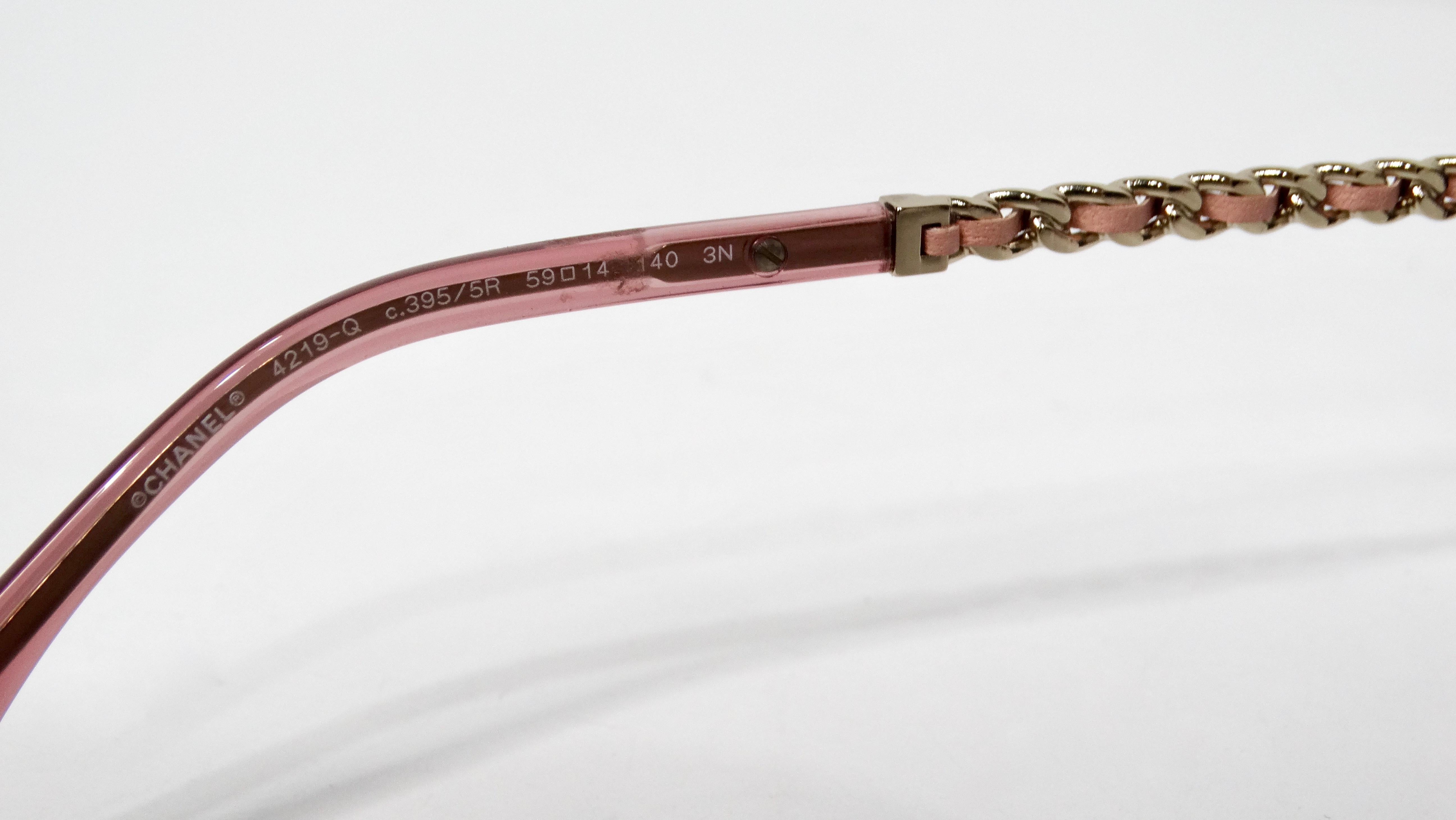 Chanel Light Pink Metal Polarized Pilot Winter Aviator Sunglasses For Sale 1