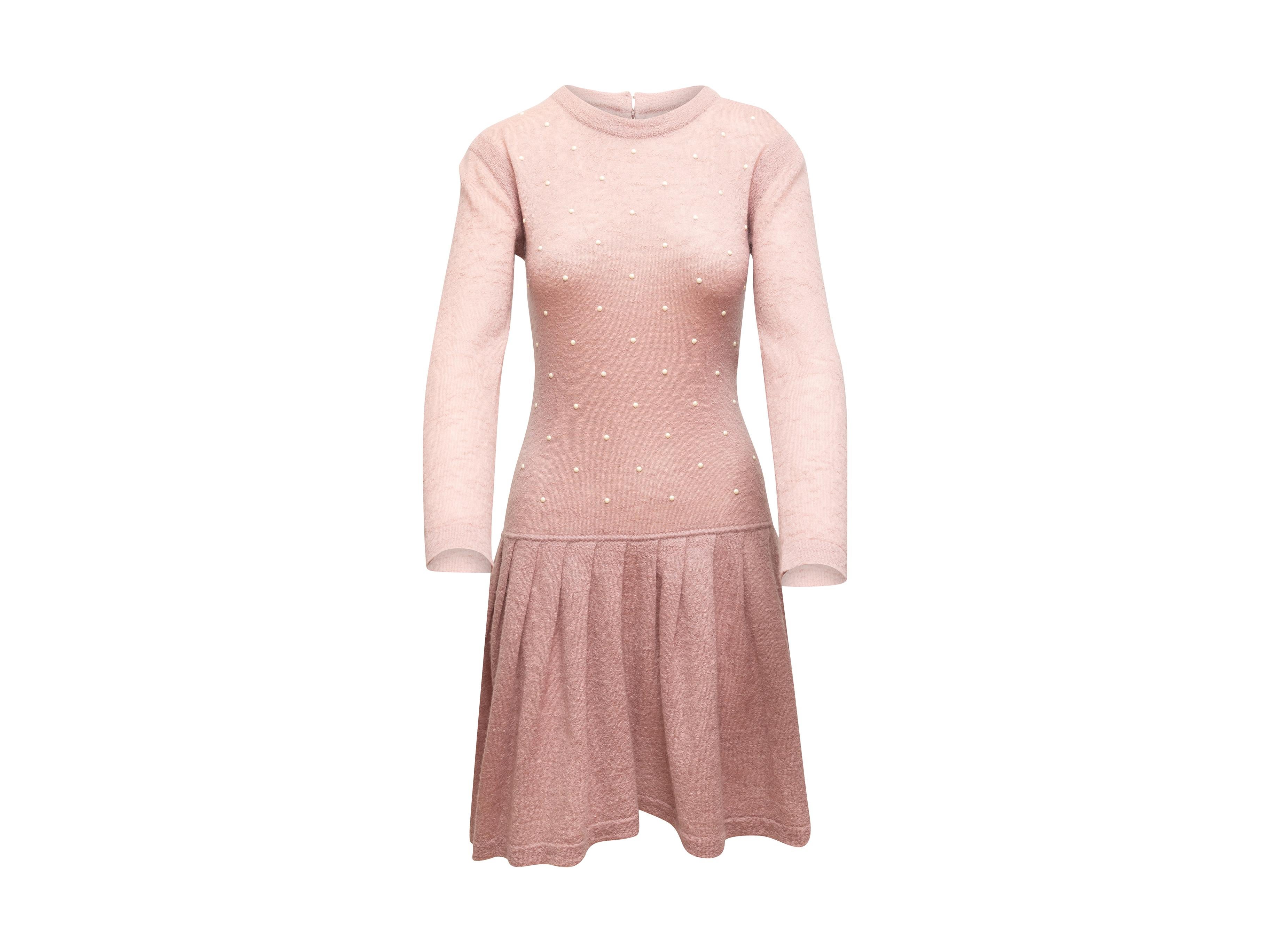 Chanel Light Pink Mohair Knit Dress In Good Condition In New York, NY