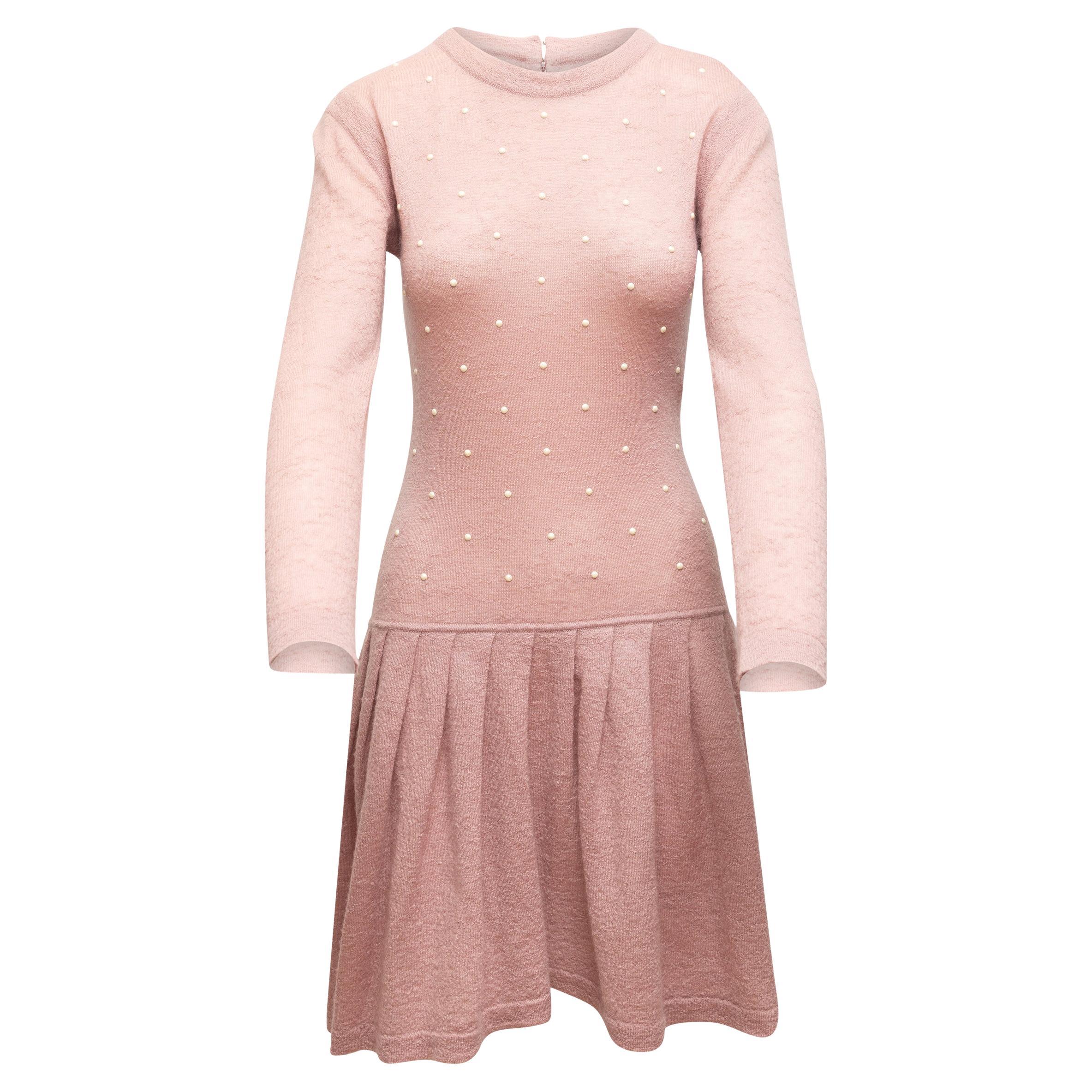 Chanel Light Pink Mohair Knit Dress