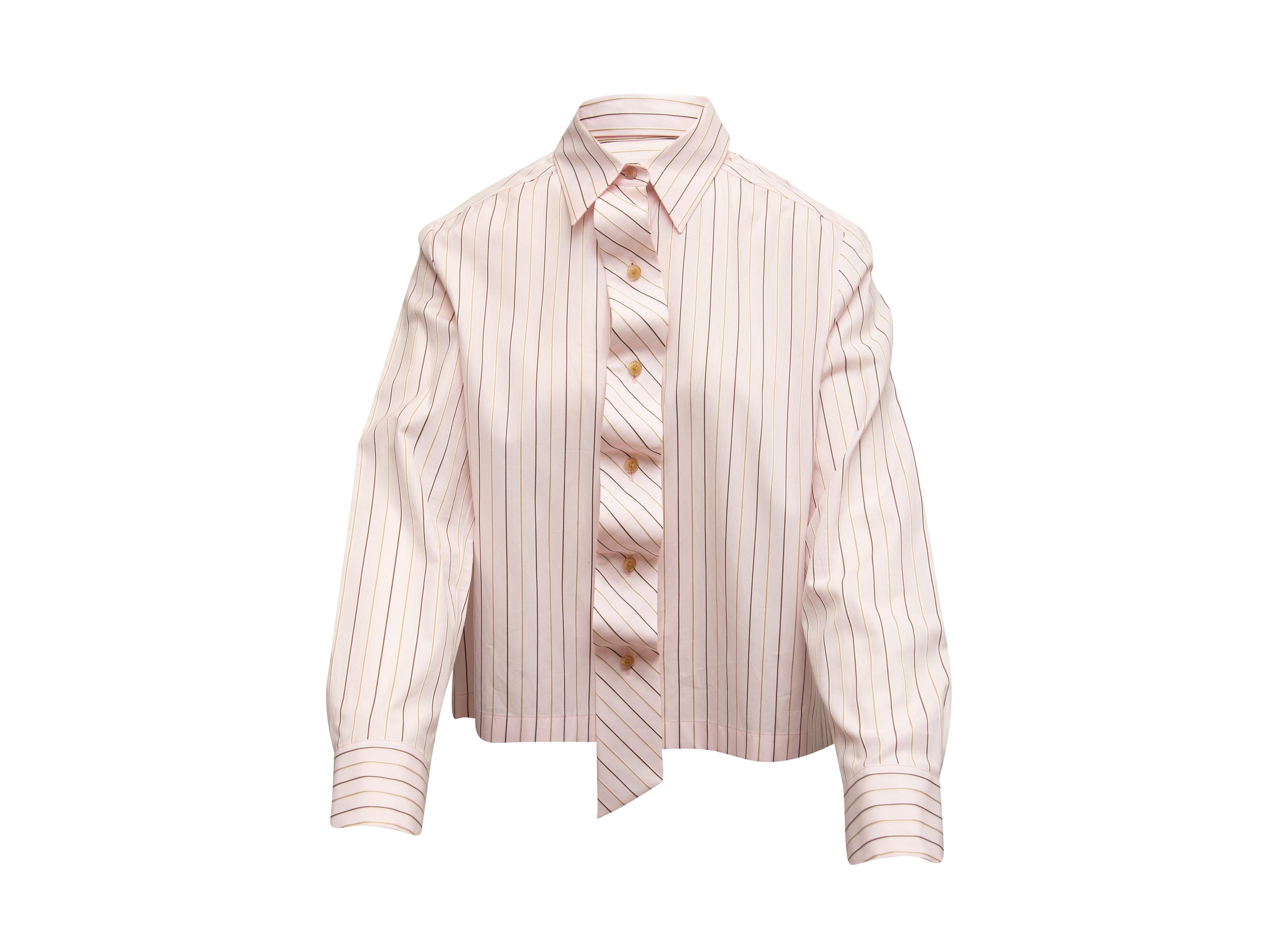 Beige Chanel Light Pink & Multicolor 2002 Button-Up Top