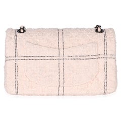 Chanel Light Pink Multicolor Quilted Tweed Medium Double Flap Bag