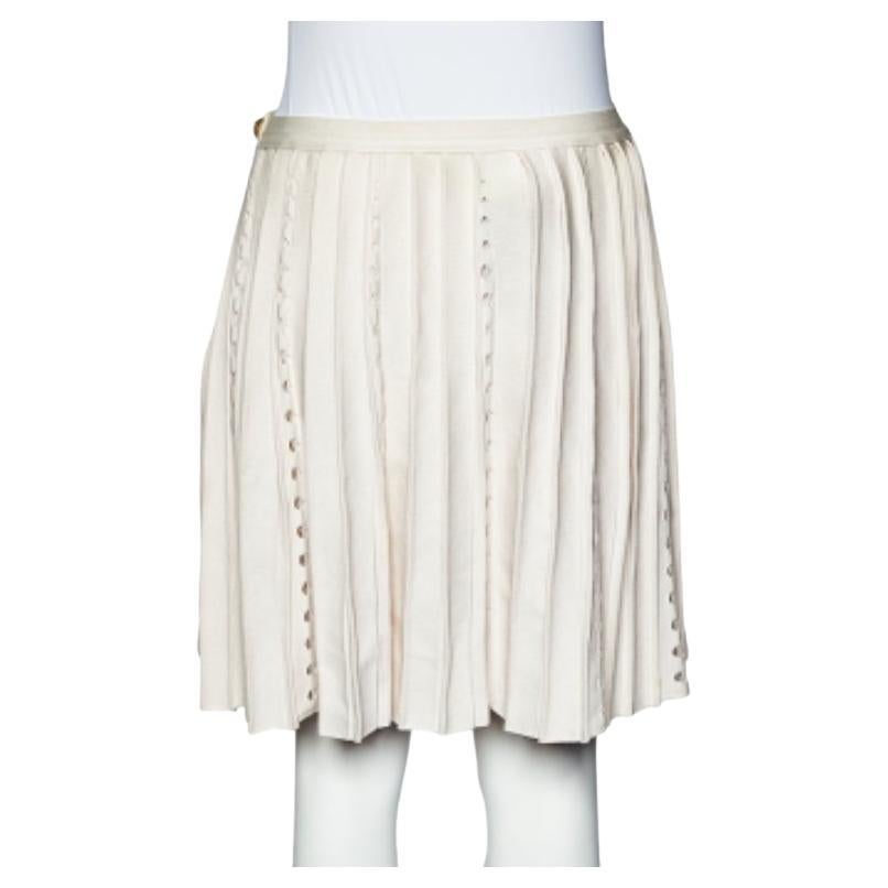 Chanel Light Pink Perforated Knit Faux Wrap Skirt S