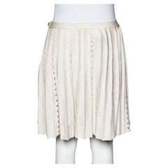 Chanel Light Pink Perforated Knit Faux Wrap Skirt S