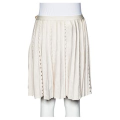 Chanel Light Pink Perforated Knit Faux Wrap Skirt S