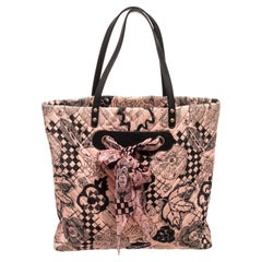 Chanel Light Pink Printed Corduroy with Silk Scarf Tote Bag