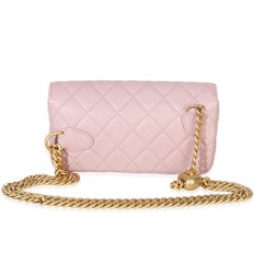 Chanel Light Pink Quilted Caviar Sweetheart Phone Holder With Chain