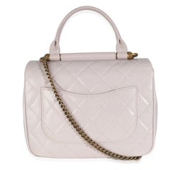 Chanel Light Pink Quilted Glazed Calfskin Medium Gold Bar Top Handle Flap Bag