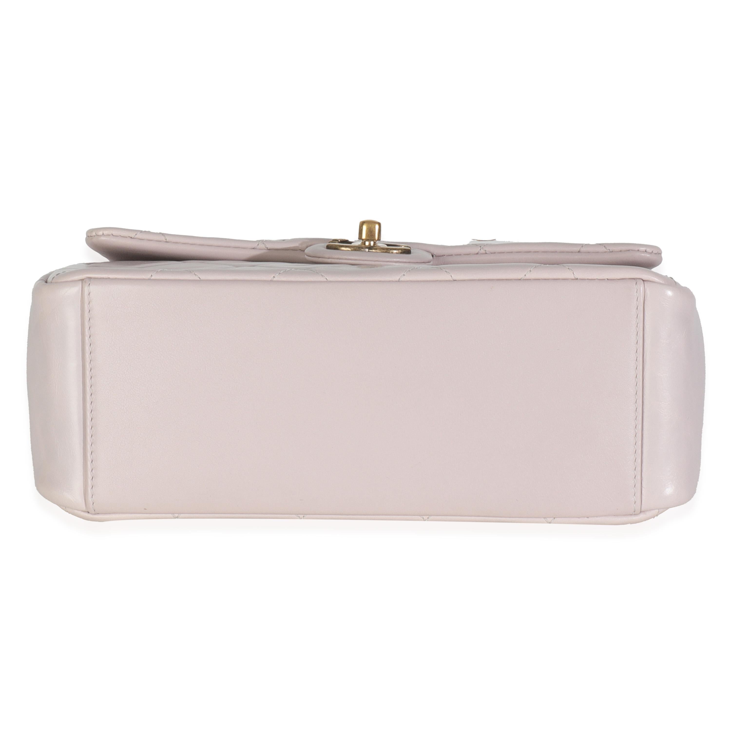 Chanel Light Pink Quilted Glazed Calfskin Medium Gold Bar Top Handle Flap Bag en vente 3