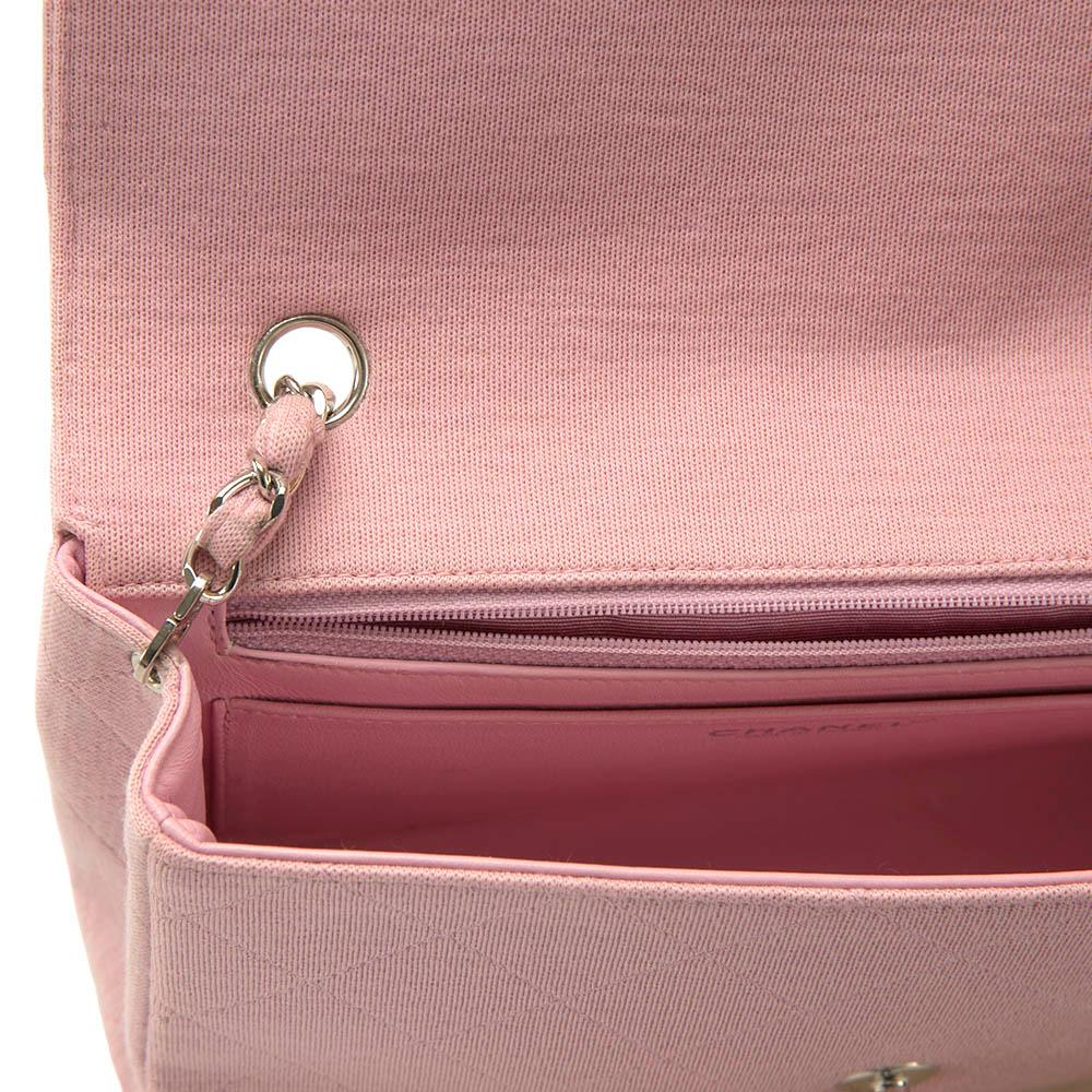Beige Chanel Light Pink Quilted Jersey Medium Vintage Classic Single Flap Bag