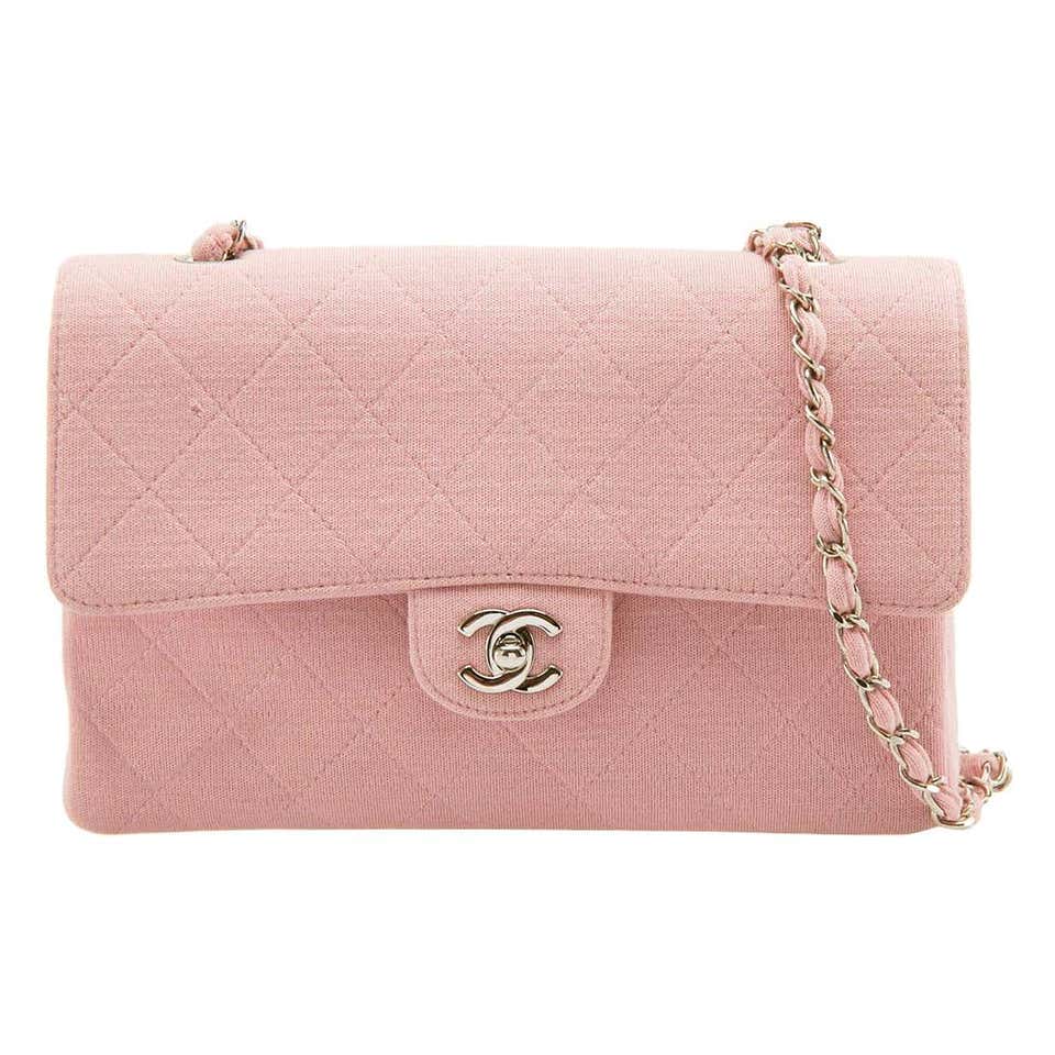 Chanel Light Pink Quilted Jersey Medium Vintage Classic Single Flap Bag ...