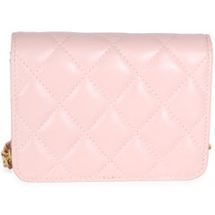 Chanel Light Pink Quilted Lambskin Jeweled Mini Wallet On Chain