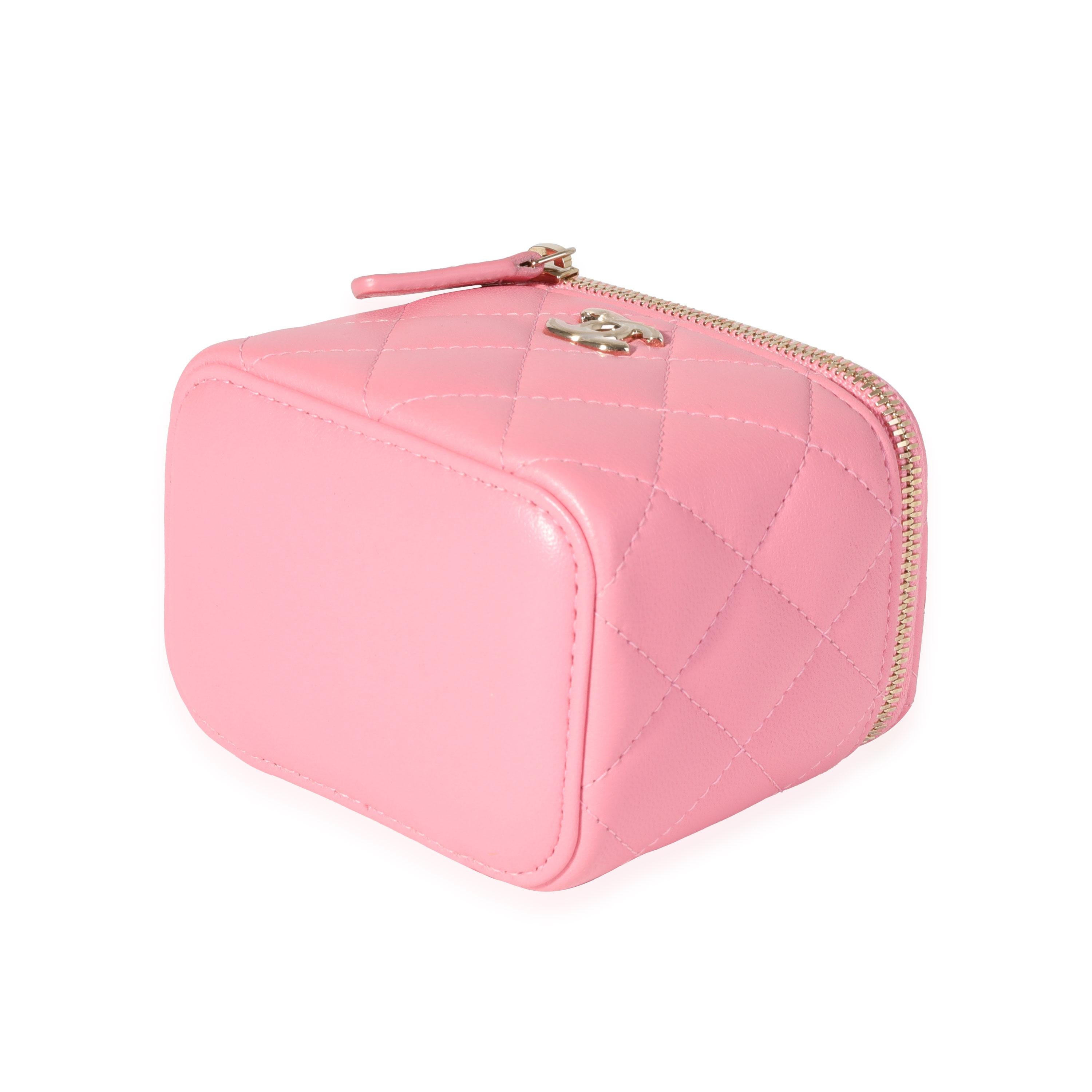 Women's Chanel Light Pink Quilted Lambskin Mini Vanity with Chain