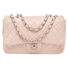 Chanel Light Pink Quilted Leather Jumbo Classic Single Flap Bag