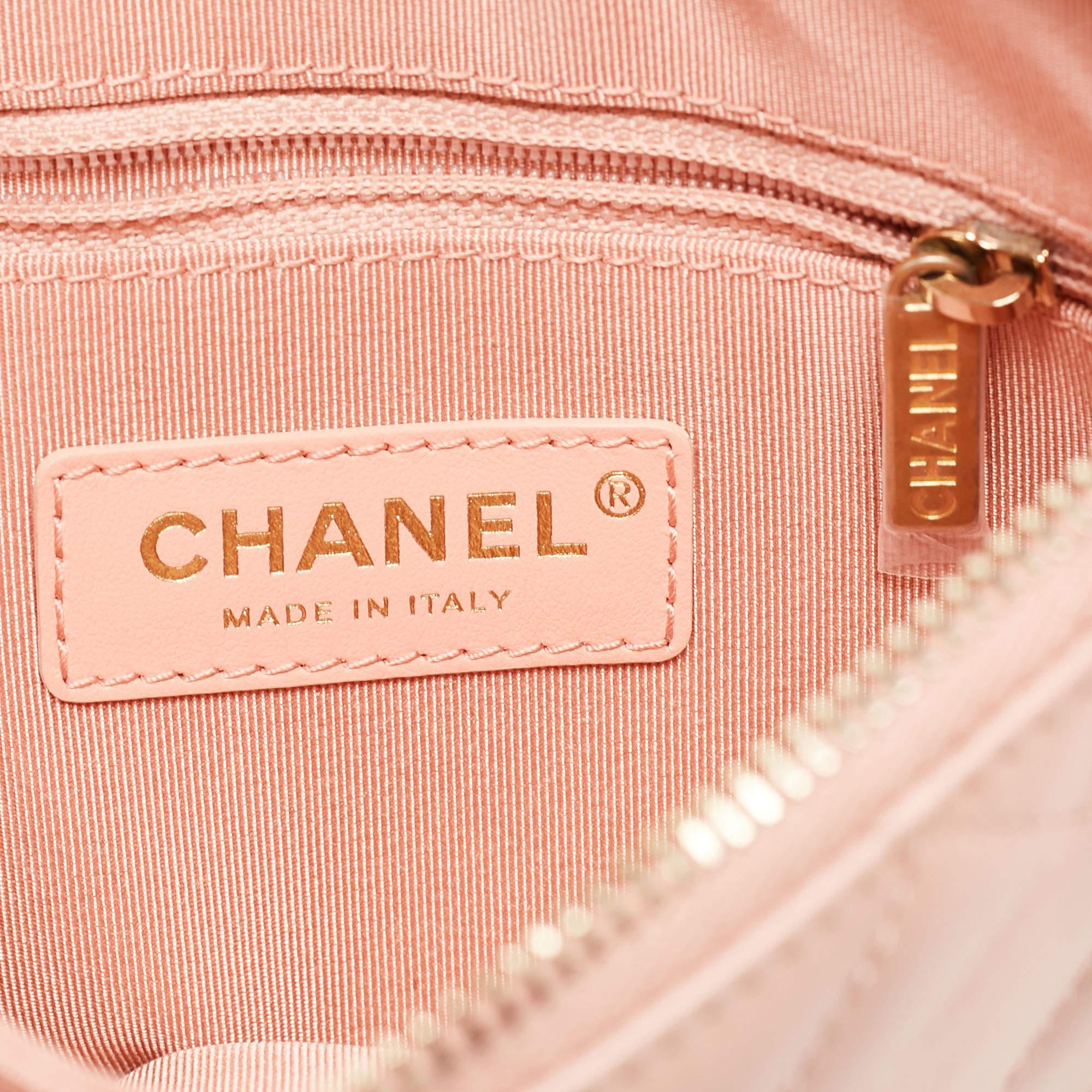 Chanel Light Pink Quilted Leather Logo Strap Belt Bag 7