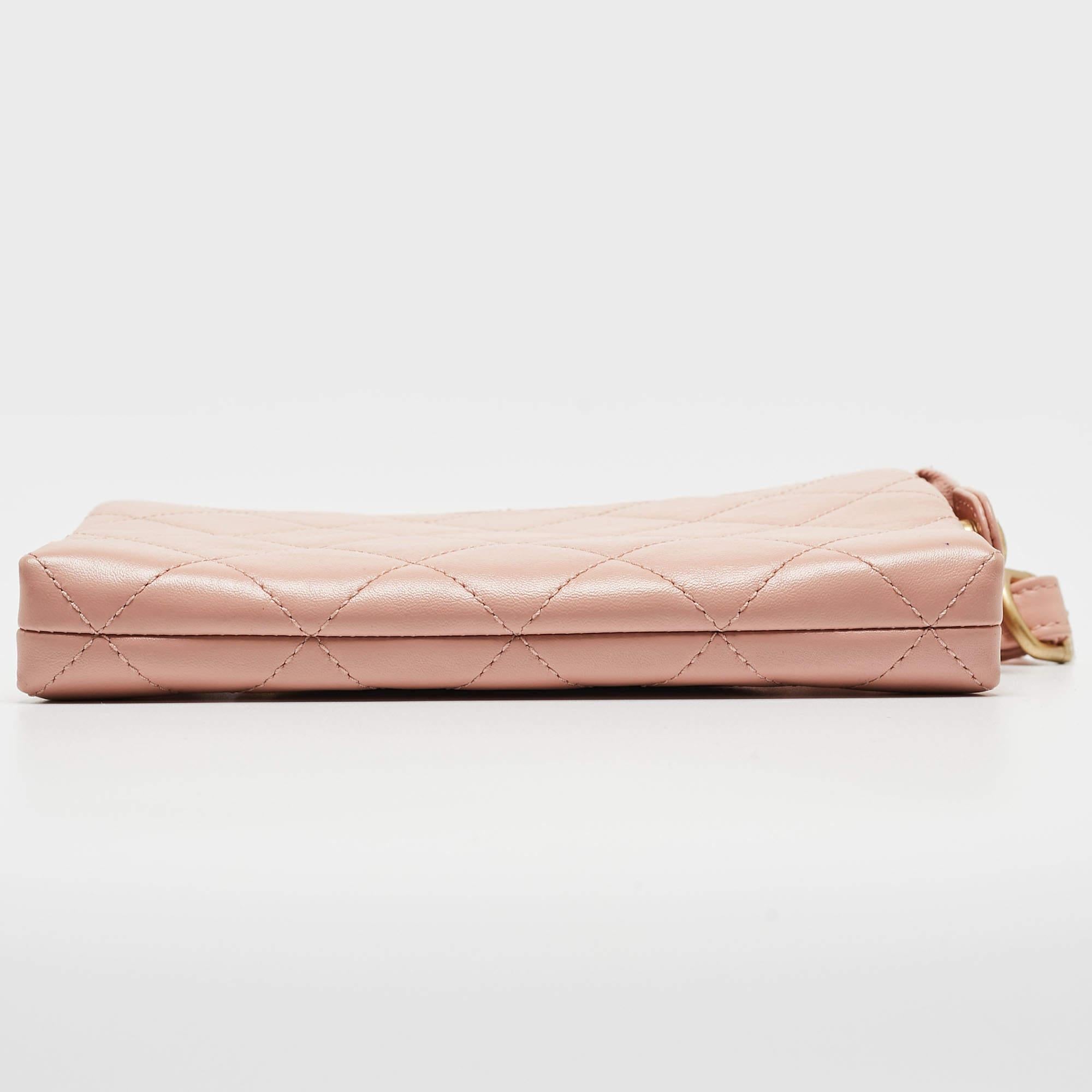 Chanel Light Pink Quilted Leather Logo Strap Belt Bag 1