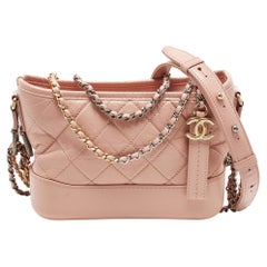 Chanel Light Pink Quilted Leather Small Gabrielle Hobo