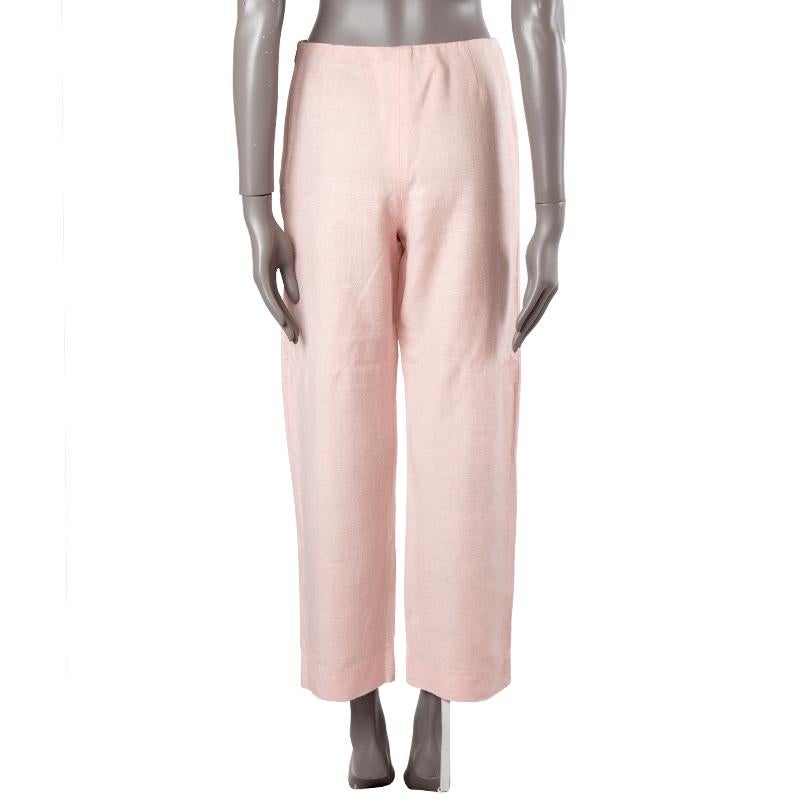 light pink silk pants