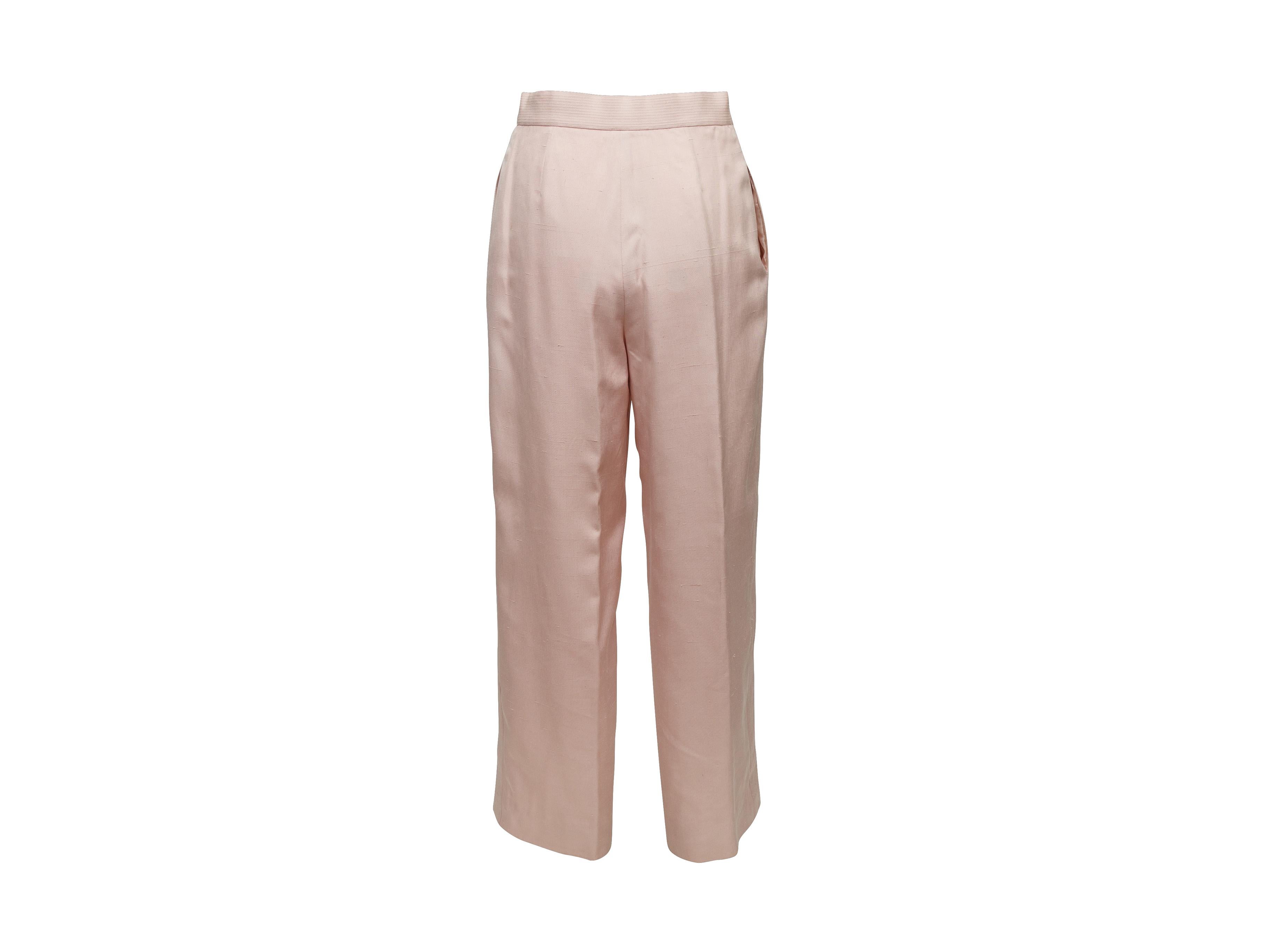 light pink silk pants