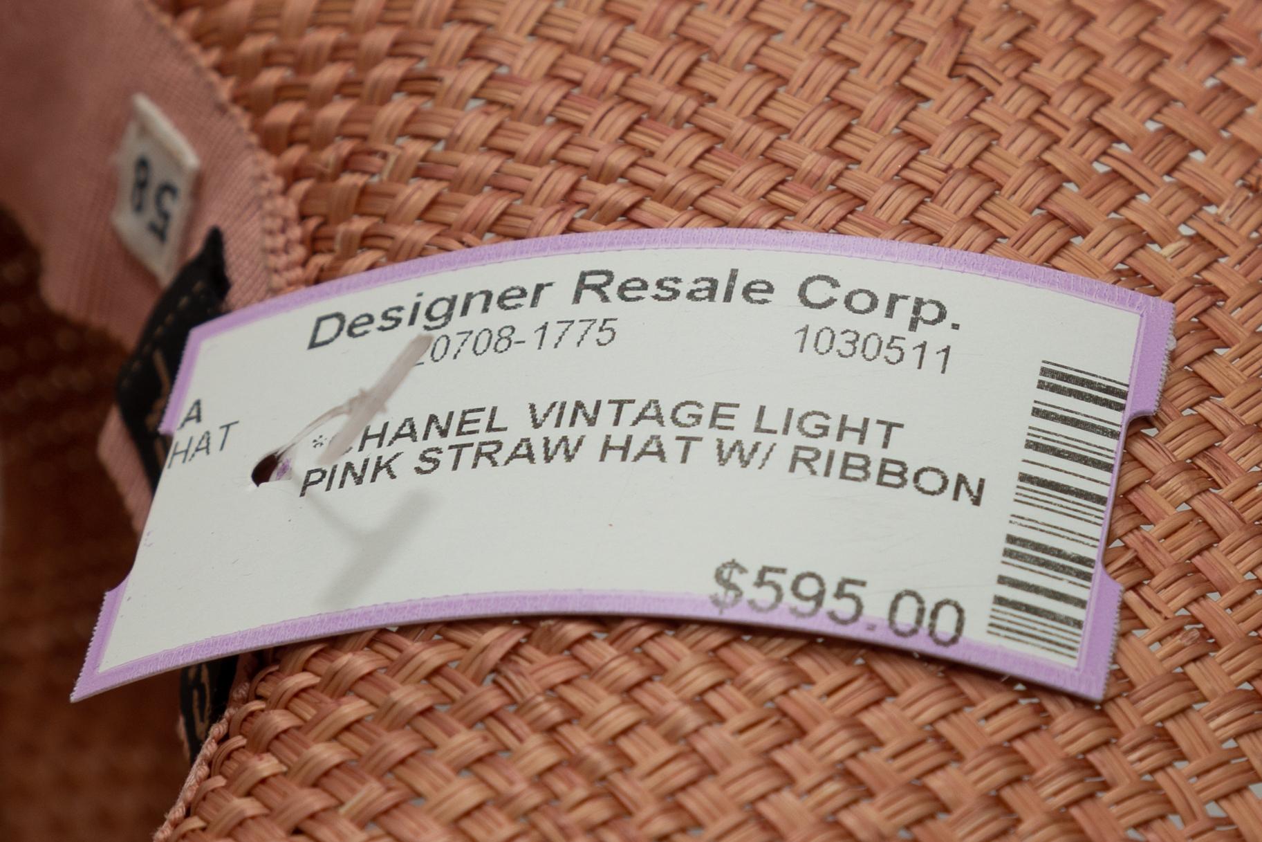 Chanel Light Pink Straw Hat In Good Condition In New York, NY
