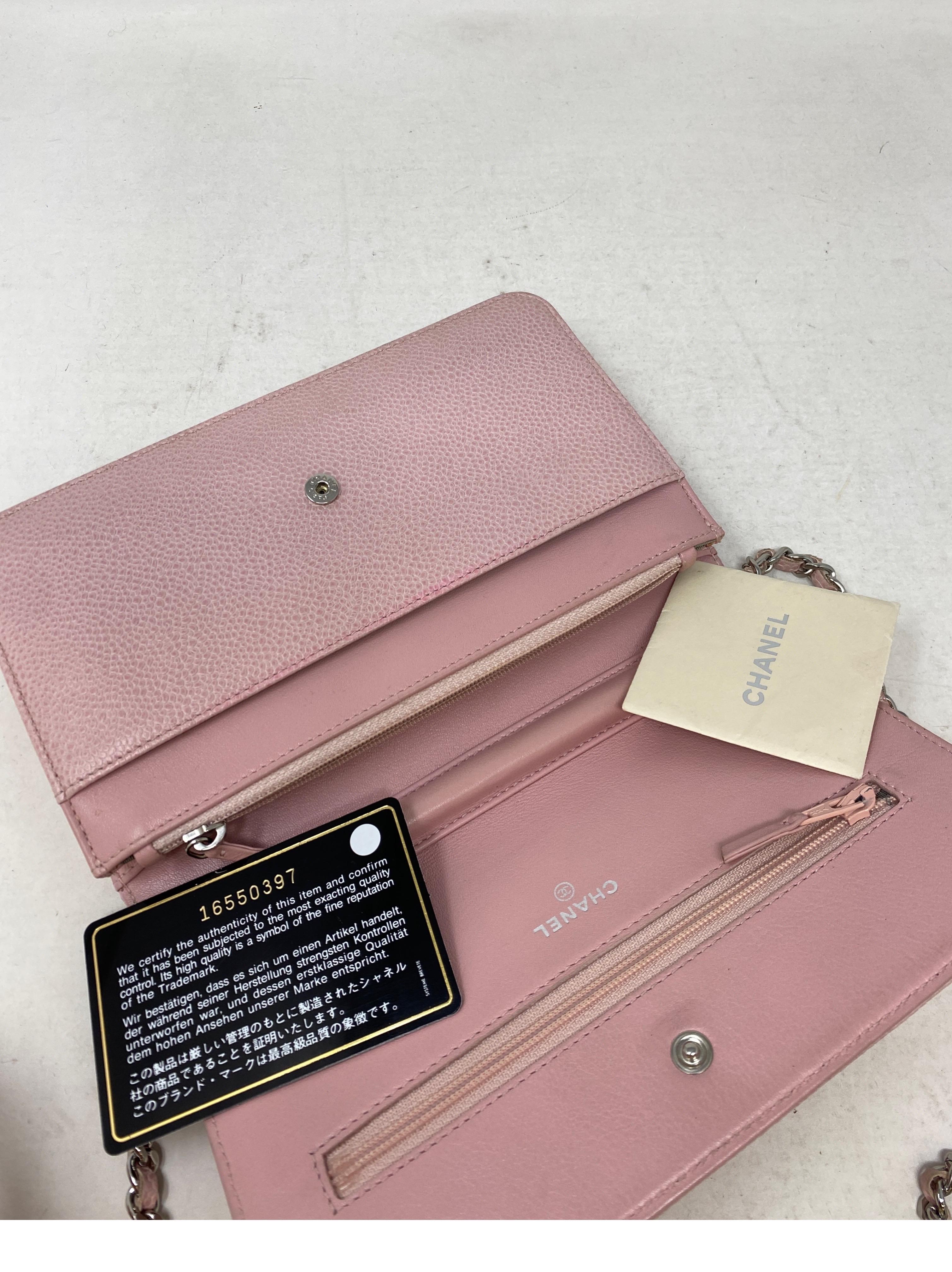 Chanel Light Pink Wallet On A Chain Bag  11