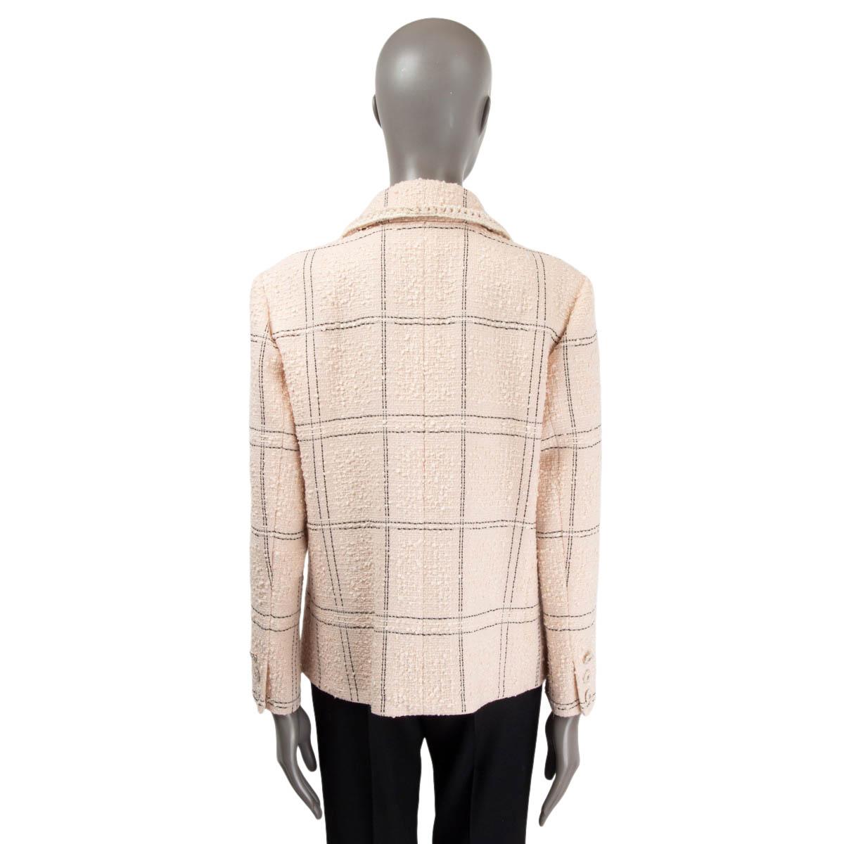 CHANEL light pink wool 2021 21B PLAID TWEED Jacket 44 XL 2